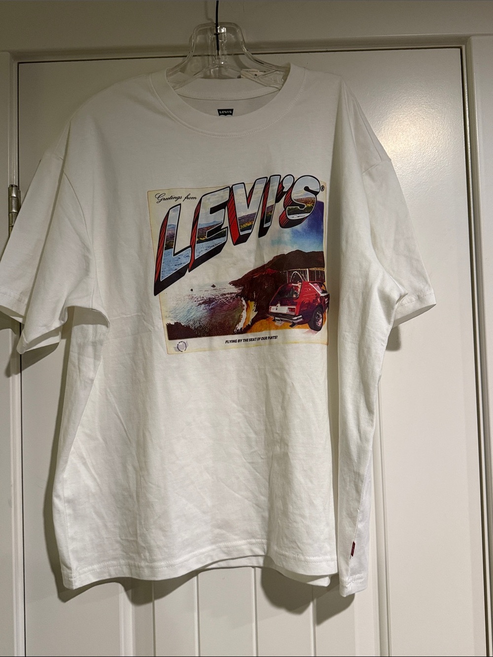 Levi's White Graphic Boxy Tee with Retro Car Scene